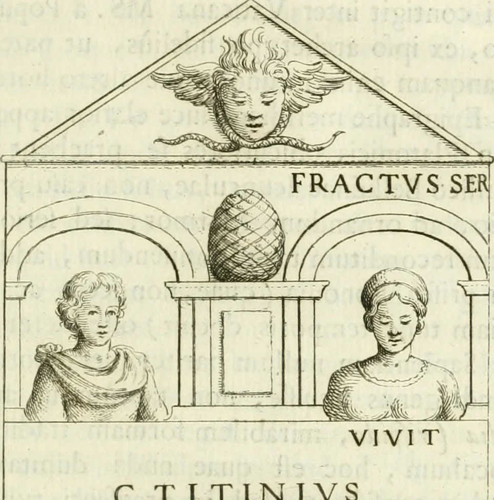 An illustration from Marmora Felsinea : innumeris non solum inscriptionibus exteris hucusque ineditis : sed etiam quamplurimis doctissimorum virorum expositionibus roborata & aucta : illustrissimo ac amplissimo Bononiae Senatui dicata, 1690, leaf 618