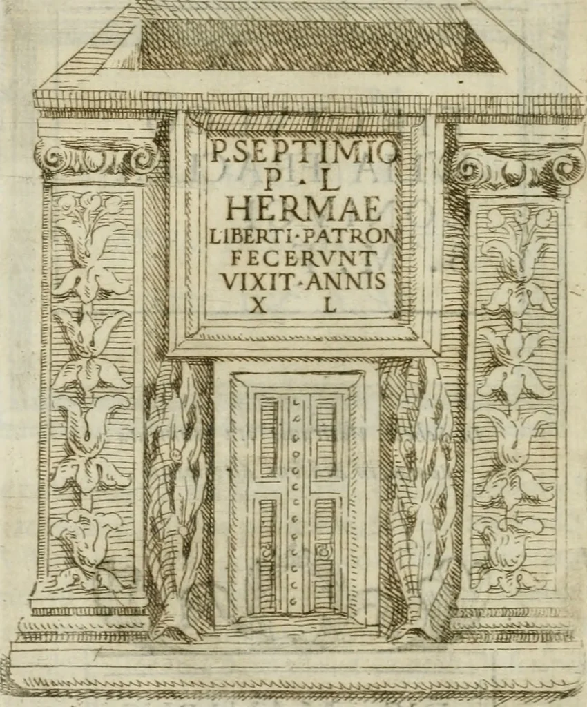 An illustration from Marmora Felsinea : innumeris non solum inscriptionibus exteris hucusque ineditis : sed etiam quamplurimis doctissimorum virorum expositionibus roborata & aucta : illustrissimo ac amplissimo Bononiae Senatui dicata, 1690, leaf 637