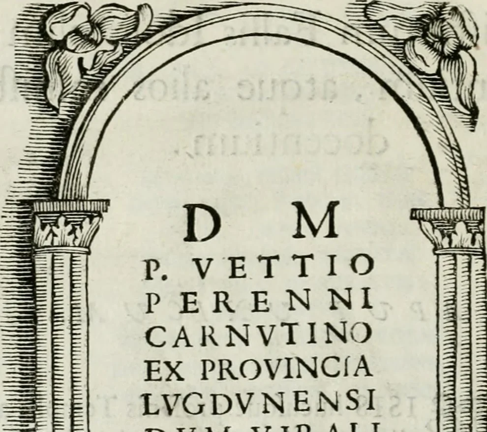 An illustration from Marmora Felsinea : innumeris non solum inscriptionibus exteris hucusque ineditis : sed etiam quamplurimis doctissimorum virorum expositionibus roborata & aucta : illustrissimo ac amplissimo Bononiae Senatui dicata, 1690, leaf 73