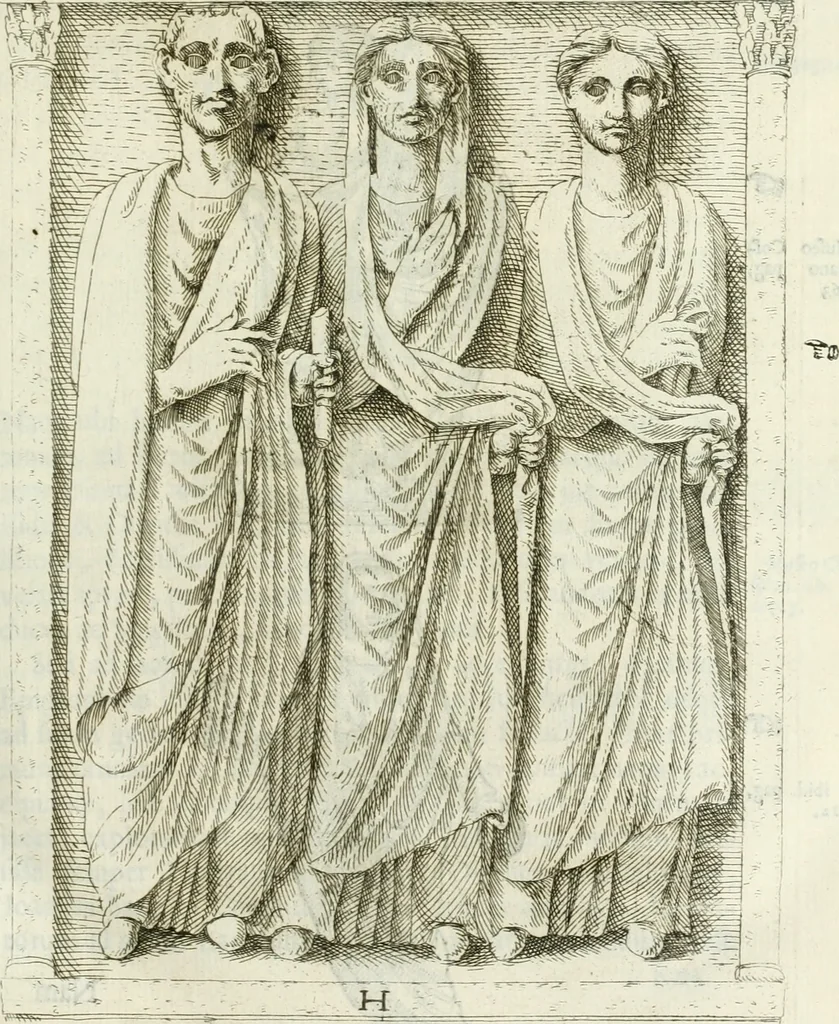 An illustration from Marmora Felsinea : innumeris non solum inscriptionibus exteris hucusque ineditis : sed etiam quamplurimis doctissimorum virorum expositionibus roborata & aucta : illustrissimo ac amplissimo Bononiae Senatui dicata, 1690, leaf 74