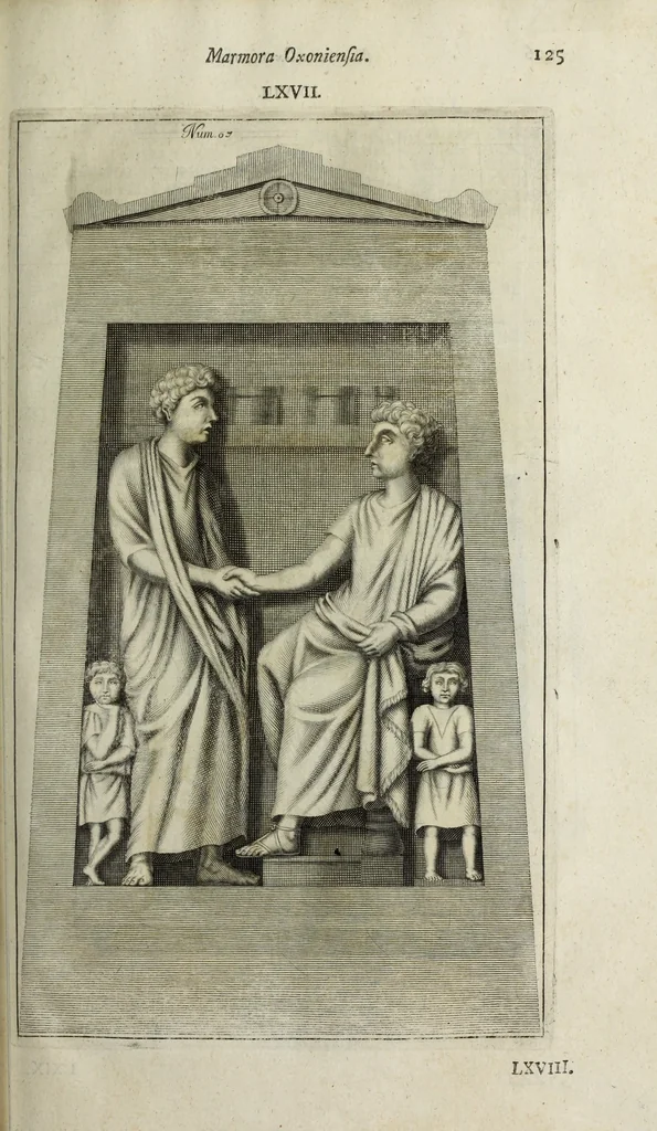An illustration from Marmora Oxoniensia, ex Arundellianis, Seldenianis aliisque conflata, 1676, leaf 144