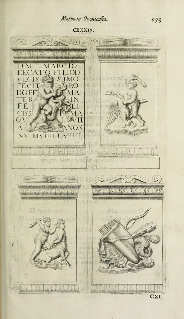 An illustration from Marmora Oxoniensia, ex Arundellianis, Seldenianis aliisque conflata, 1676, leaf 464