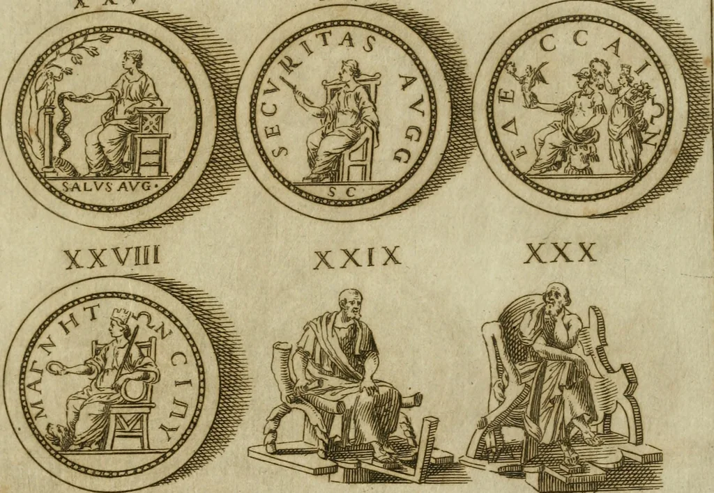 An illustration from Marmor Pisanum de honore bisellii : parergon inseritur de veterum sellis, synopsis appenditur de re donatica antiquorum, quam breui spondet, 1666, leaf 260
