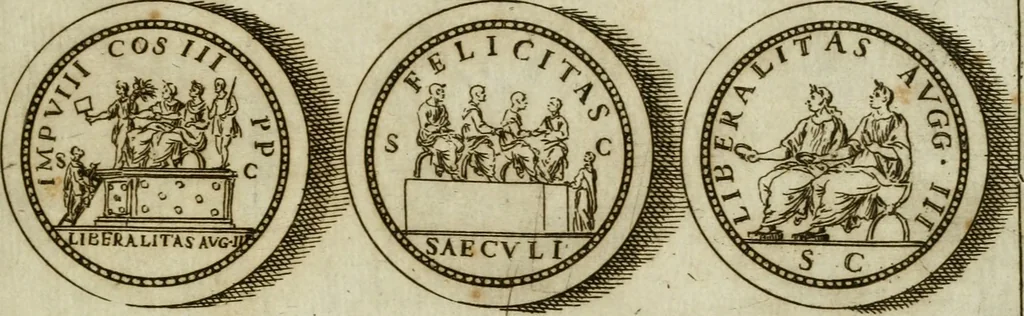 An illustration from Marmor Pisanum de honore bisellii : parergon inseritur de veterum sellis, synopsis appenditur de re donatica antiquorum, quam breui spondet, 1666, leaf 262