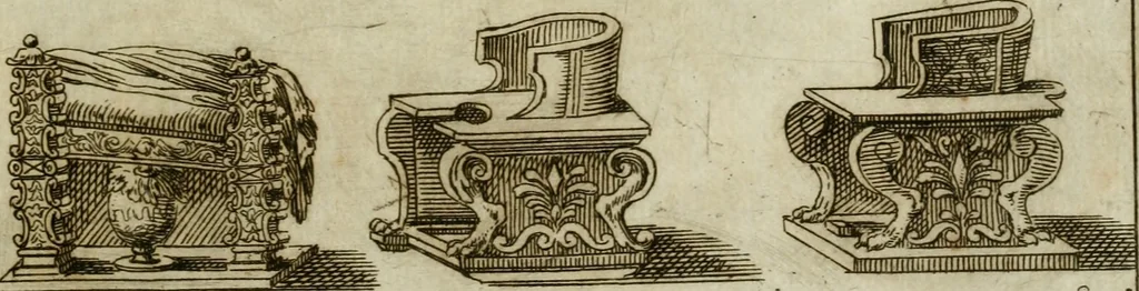 An illustration from Marmor Pisanum de honore bisellii : parergon inseritur de veterum sellis, synopsis appenditur de re donatica antiquorum, quam breui spondet, 1666, leaf 262