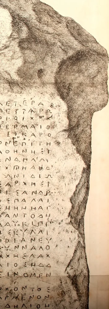 An illustration from Marmor Sandvicense, cvm commentario et notis, 1743, leaf 29