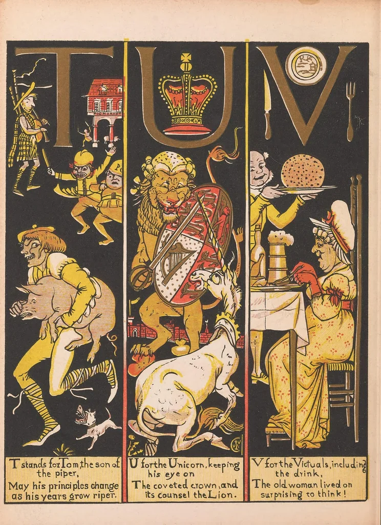 An illustration from The Marquis of Carabas' picture book : containing Puss in Boots, Old Mother Hubbard, Valentine and Orson, The absurd ABC, 1874, leaf 68