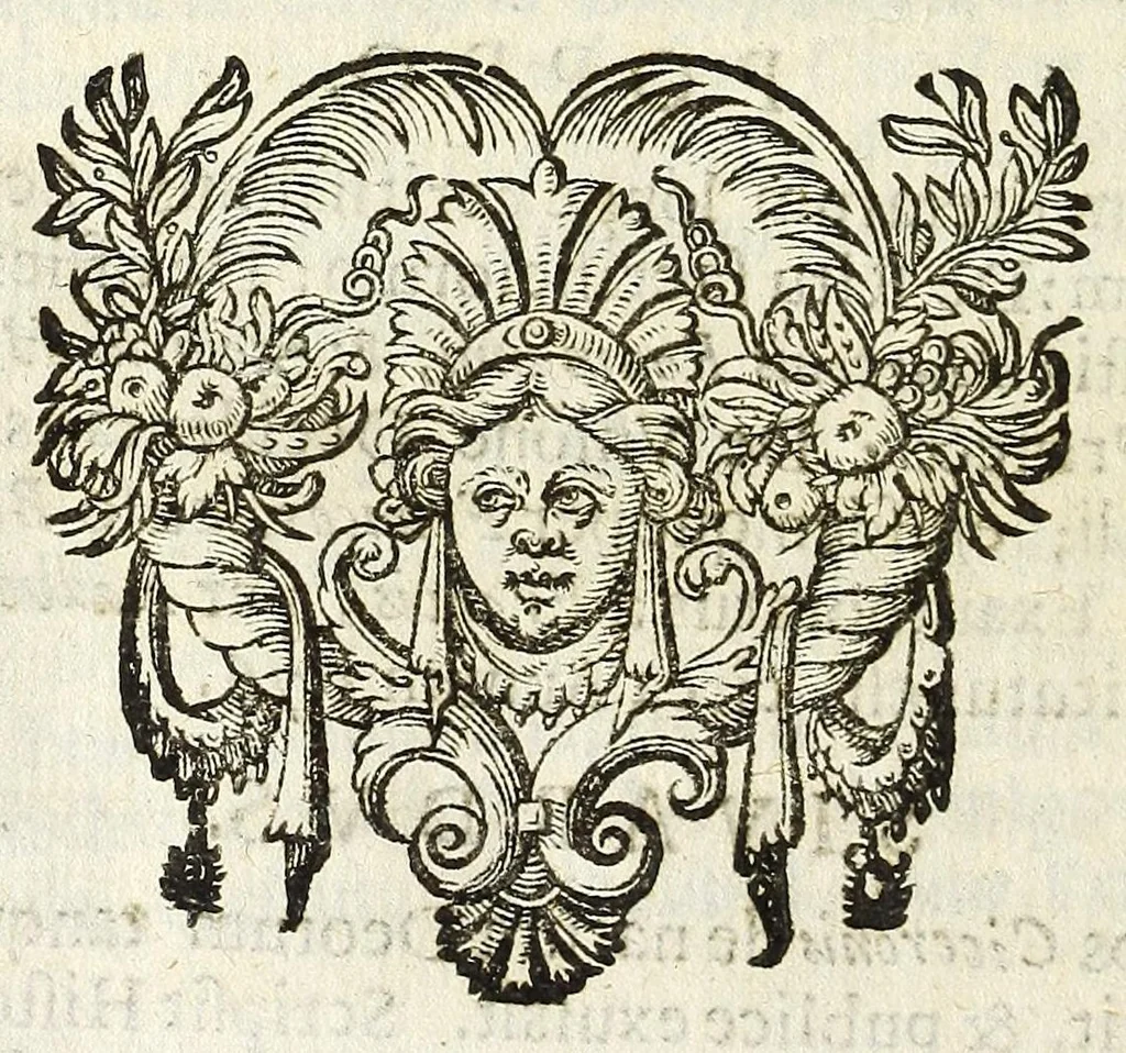 An illustration from Martini Hamconii Frisia; seu, De viris rebusque Frisiae illustribus libri duo. Opus ab authore recognitum, auctum, & imaginibus regum, potestatum, ac principum exornatum. Adiecti sunt pontifices Frisiorum ethnici, seu praefecti druydum: episcopi ultraiectini: comites Hollandiae & Zelandiae: diplomataque, & monumenta aliquot pontificum, caesarum, ac aliorum heroum, virtutem Frisiorum declarantia, 1620, leaf 252