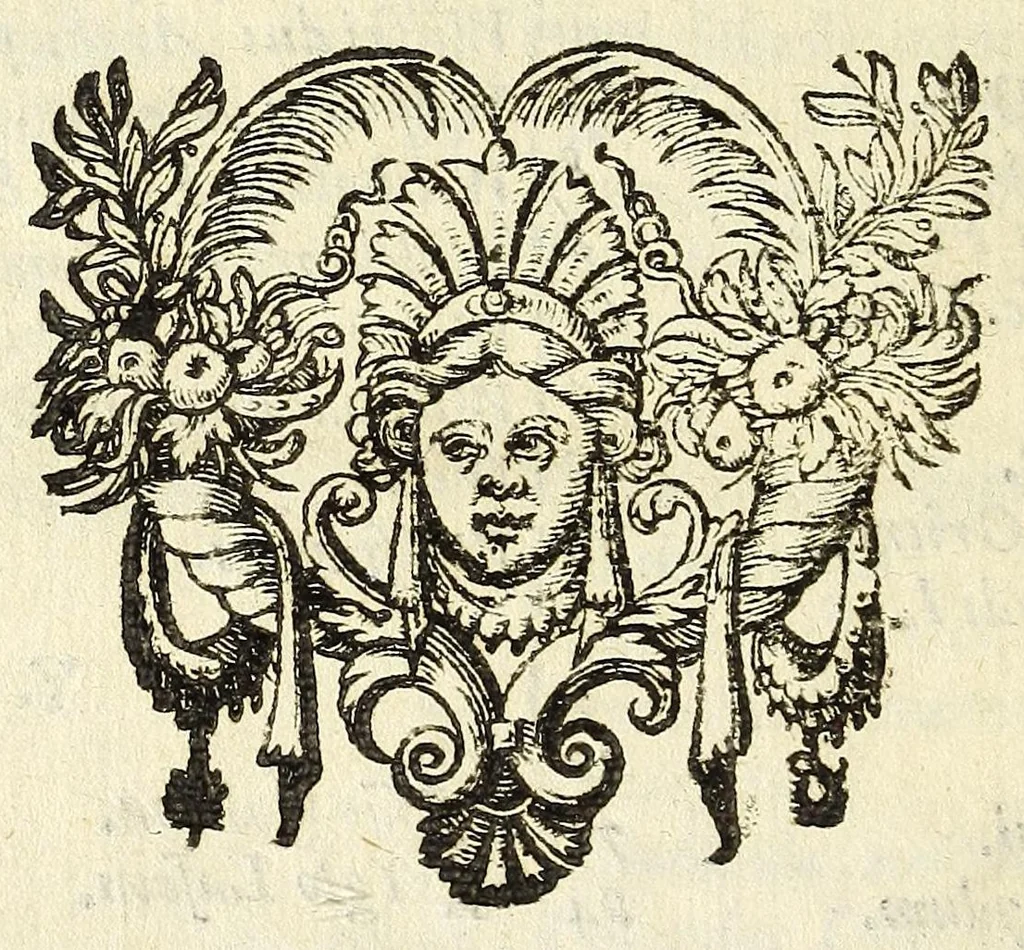 An illustration from Martini Hamconii Frisia; seu, De viris rebusque Frisiae illustribus libri duo. Opus ab authore recognitum, auctum, & imaginibus regum, potestatum, ac principum exornatum. Adiecti sunt pontifices Frisiorum ethnici, seu praefecti druydum: episcopi ultraiectini: comites Hollandiae & Zelandiae: diplomataque, & monumenta aliquot pontificum, caesarum, ac aliorum heroum, virtutem Frisiorum declarantia, 1620, leaf 310