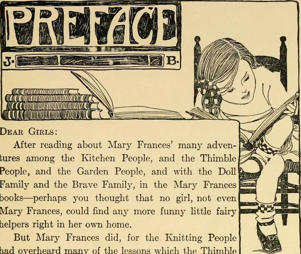 An illustration from The Mary Frances knitting and crocheting book;, 1918, leaf 10