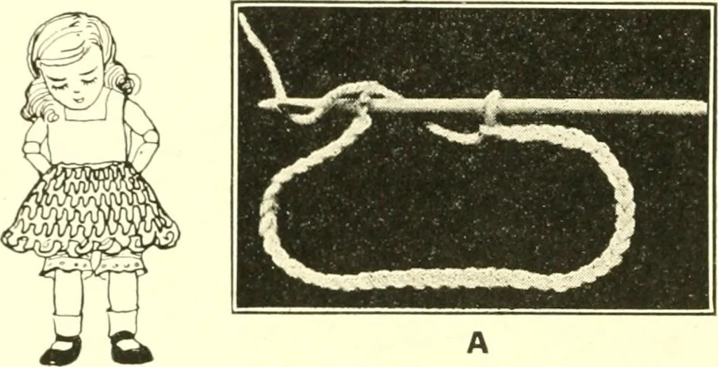 An illustration from The Mary Frances knitting and crocheting book;, 1918, leaf 103