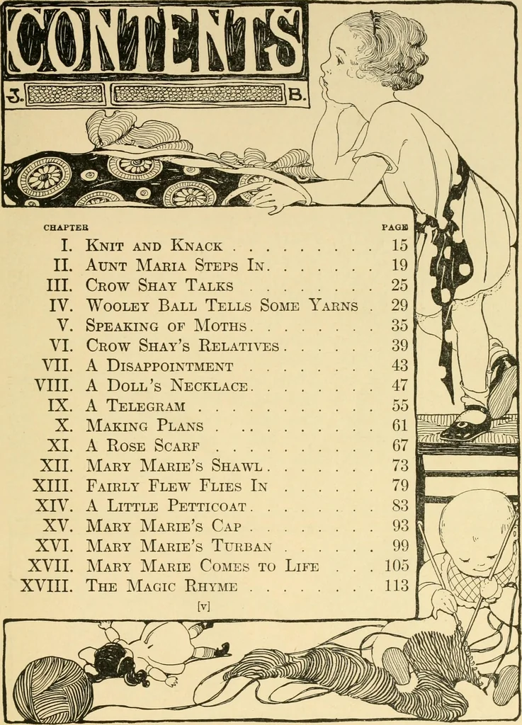 An illustration from The Mary Frances knitting and crocheting book;, 1918, leaf 12