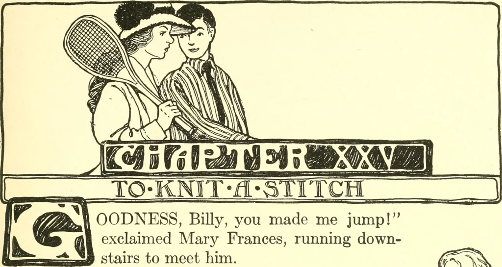 An illustration from The Mary Frances knitting and crocheting book;, 1918, leaf 184