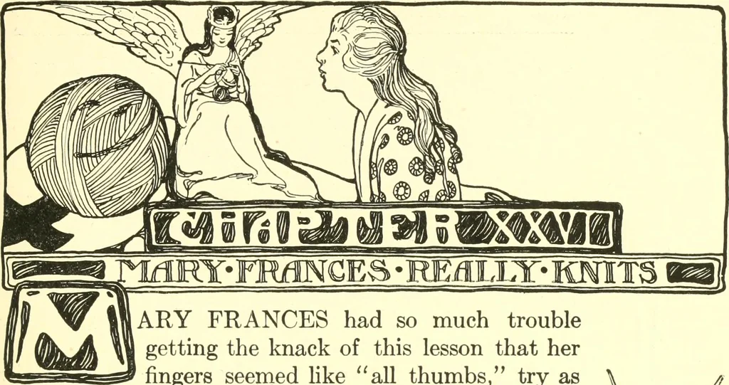 An illustration from The Mary Frances knitting and crocheting book;, 1918, leaf 192