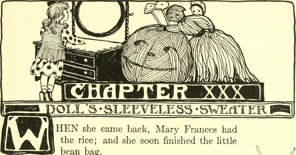 An illustration from The Mary Frances knitting and crocheting book;, 1918, leaf 214