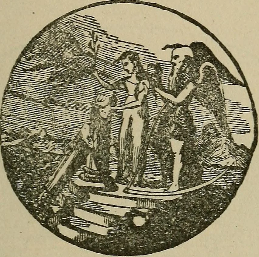 An illustration from Masonic monitor of the degrees of entered apprentice, fellow craft and master mason, together with the ceremony of reception of visitors, instituting and constituting lodges, installations, laying corner stones, dedications, masonic burial, and lodge of sorrow, 1909, leaf 66
