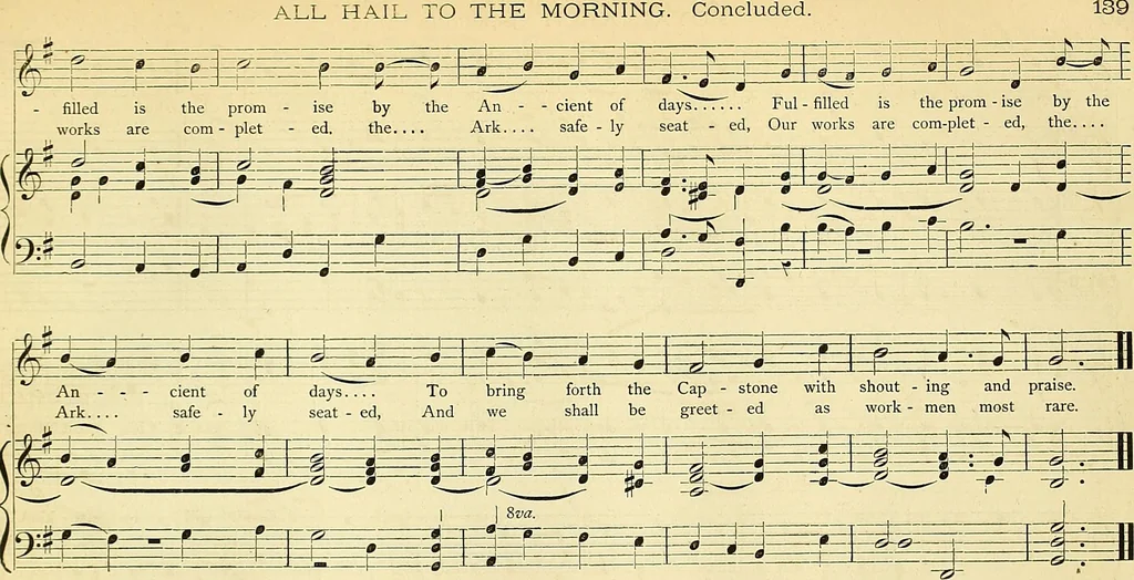 An illustration from The Masonic Orpheus, 1870, leaf 144