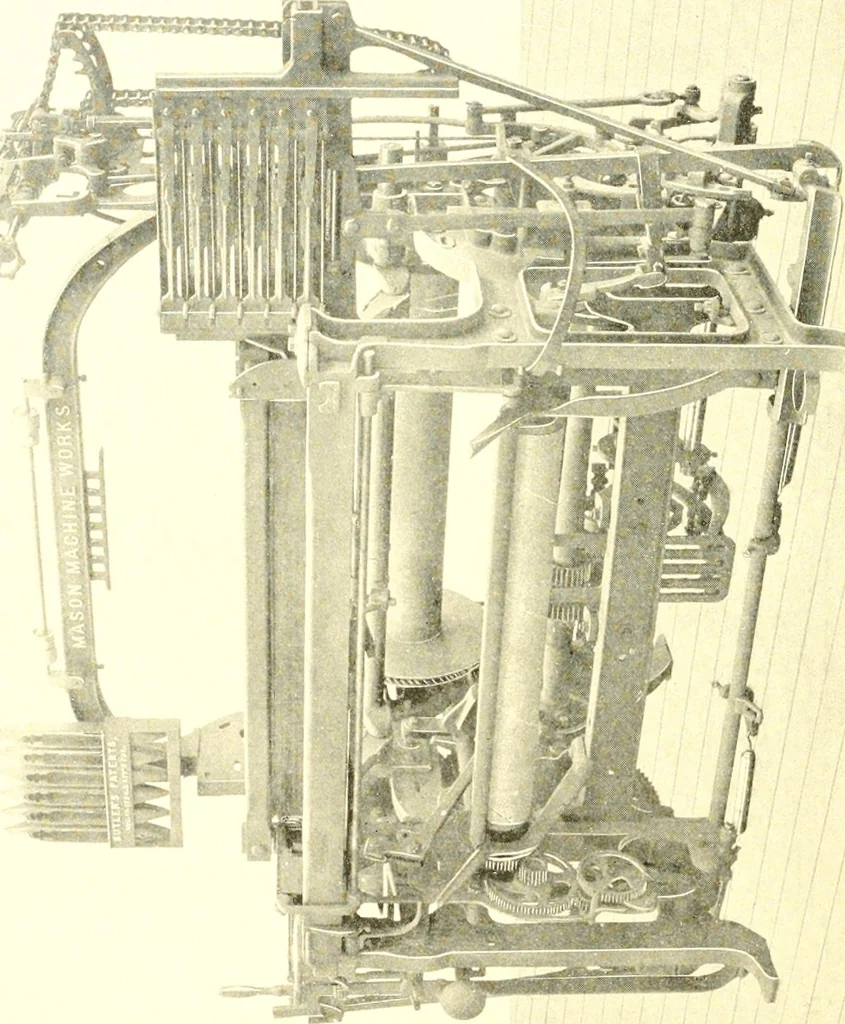 An illustration from The Mason Machine Works, Taunton, Massachusetts, U.S.A., inventors and builders of cotton machinery : Founded 1842 ; Incorporated 1873 ; [Catalogue], 1898, leaf 317