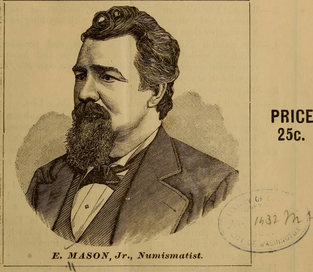 An illustration from Mason's combined buying and selling coin priced catalogue, for 1881. Showing buying and selling prices, 1881, leaf 6