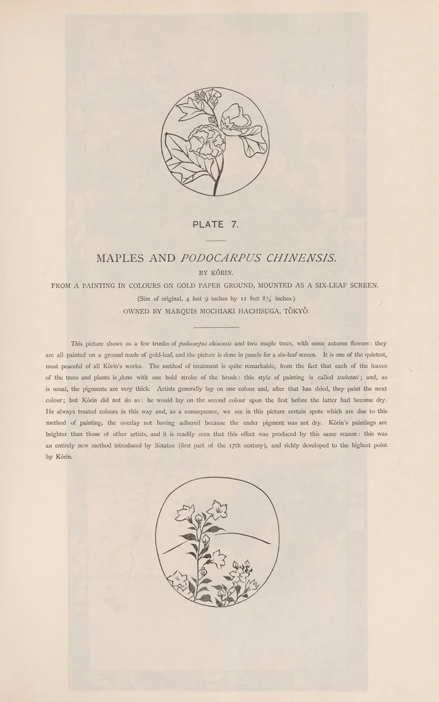 An illustration from Masterpieces selected from the Kôrin school : with biographical sketches of the artists of the school, and some critical descriptions, 1903, leaf 73