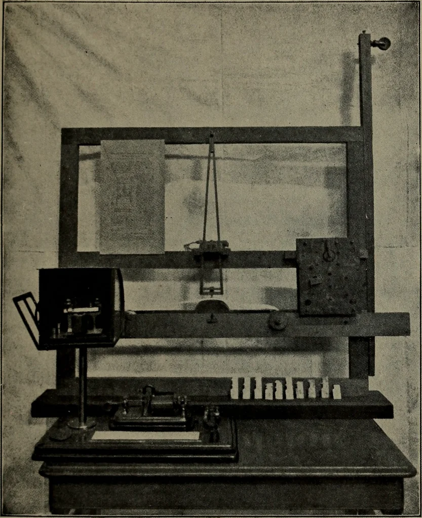 An illustration from Masters of space: Morse and the telegraph; Thompson and the cable; Bell and the telephone; Marconi and the wireless telegraph; Carty and the wireless telephone;, 1917, leaf 80