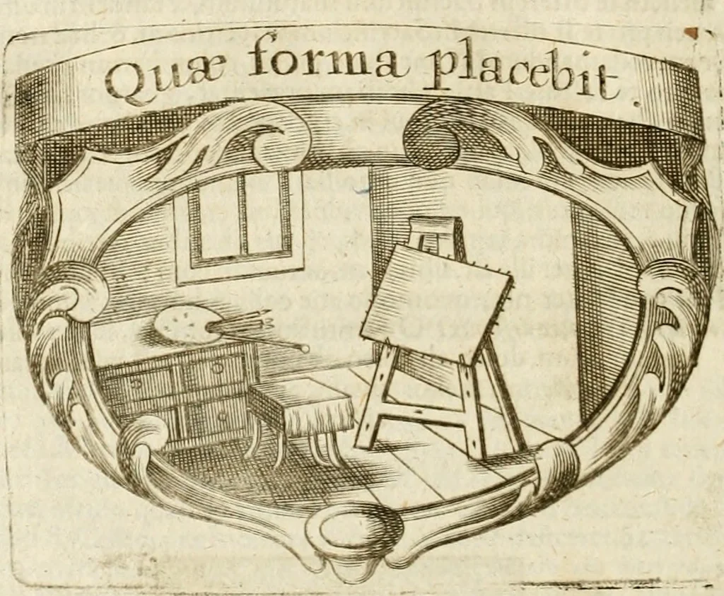 An illustration from Mater amoris et doloris : quam Christus in cruce moriens omnibus ac singulis suis fidelibus in matrem legavit : ecce mater tua : nunc explicata per sacra emblemata, figuras scripturae quàm plurimas, conceptus varios praedicabiles, SS. patrum sententias, raras historias, & pios ad Jesum patientem, ac sanctissimam matrem ejus compatientem affectus : opus omnibus Jesum & Mariam amantibus, praedicantibus, aut meditantibus perutile, com triplici indice considerationum, rerum memorabilium, & concionatorio, formandis per annum concionibus opportuno, 1741, leaf 157