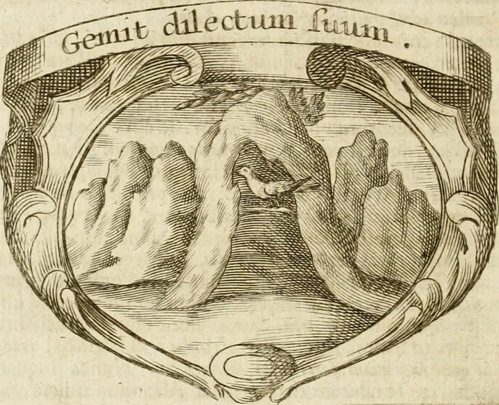 An illustration from Mater amoris et doloris : quam Christus in cruce moriens omnibus ac singulis suis fidelibus in matrem legavit : ecce mater tua : nunc explicata per sacra emblemata, figuras scripturae quàm plurimas, conceptus varios praedicabiles, SS. patrum sententias, raras historias, & pios ad Jesum patientem, ac sanctissimam matrem ejus compatientem affectus : opus omnibus Jesum & Mariam amantibus, praedicantibus, aut meditantibus perutile, com triplici indice considerationum, rerum memorabilium, & concionatorio, formandis per annum concionibus opportuno, 1741, leaf 431