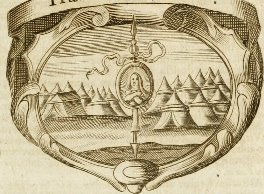 An illustration from Mater amoris et doloris : quam Christus in cruce moriens omnibus ac singulis suis fidelibus in matrem legavit : ecce mater tua : nunc explicata per sacra emblemata, figuras scripturae quàm plurimas, conceptus varios praedicabiles, SS. patrum sententias, raras historias, & pios ad Jesum patientem, ac sanctissimam matrem ejus compatientem affectus : opus omnibus Jesum & Mariam amantibus, praedicantibus, aut meditantibus perutile, com triplici indice considerationum, rerum memorabilium, & concionatorio, formandis per annum concionibus opportuno, 1741, leaf 508