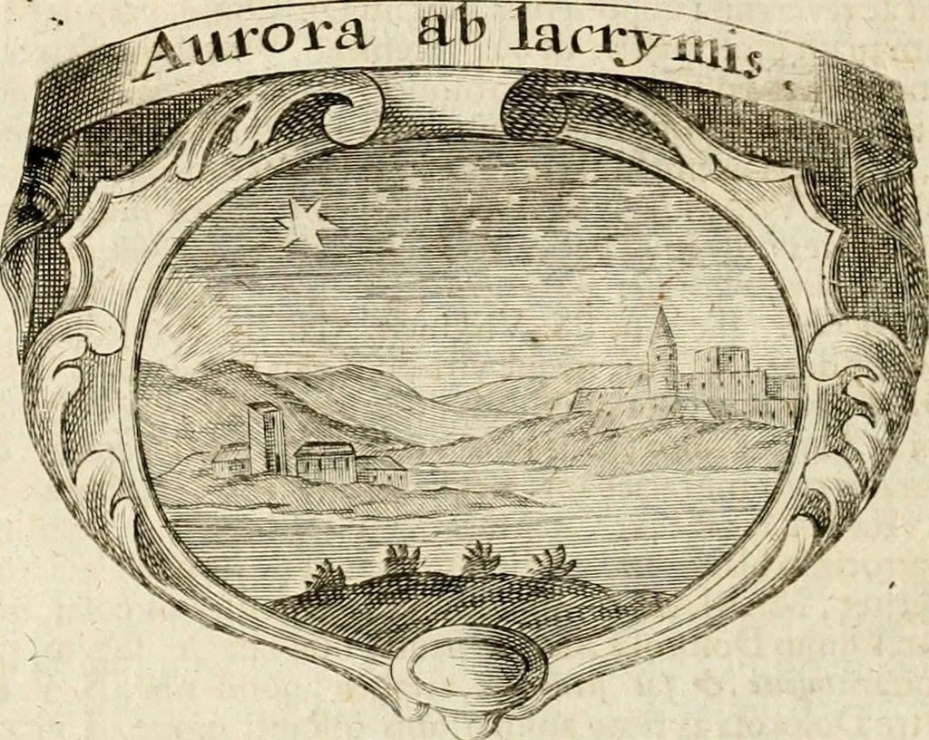 An illustration from Mater amoris et doloris : quam Christus in cruce moriens omnibus ac singulis suis fidelibus in matrem legavit : ecce mater tua : nunc explicata per sacra emblemata, figuras scripturae quàm plurimas, conceptus varios praedicabiles, SS. patrum sententias, raras historias, & pios ad Jesum patientem, ac sanctissimam matrem ejus compatientem affectus : opus omnibus Jesum & Mariam amantibus, praedicantibus, aut meditantibus perutile, com triplici indice considerationum, rerum memorabilium, & concionatorio, formandis per annum concionibus opportuno, 1741, leaf 53