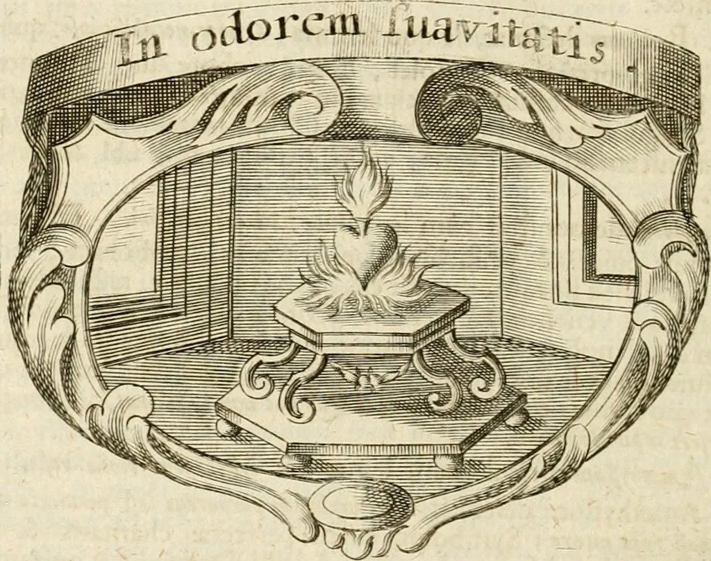 An illustration from Mater amoris et doloris : quam Christus in cruce moriens omnibus ac singulis suis fidelibus in matrem legavit : ecce mater tua : nunc explicata per sacra emblemata, figuras scripturae quàm plurimas, conceptus varios praedicabiles, SS. patrum sententias, raras historias, & pios ad Jesum patientem, ac sanctissimam matrem ejus compatientem affectus : opus omnibus Jesum & Mariam amantibus, praedicantibus, aut meditantibus perutile, com triplici indice considerationum, rerum memorabilium, & concionatorio, formandis per annum concionibus opportuno, 1741, leaf 67
