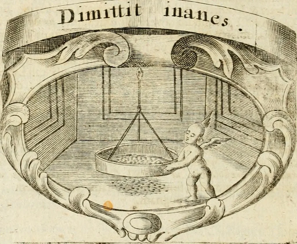 An illustration from Mater amoris et doloris : quam Christus in cruce moriens omnibus ac singulis suis fidelibus in matrem legavit : ecce mater tua : nunc explicata per sacra emblemata, figuras scripturae quàm plurimas, conceptus varios praedicabiles, SS. patrum sententias, raras historias, & pios ad Jesum patientem, ac sanctissimam matrem ejus compatientem affectus : opus omnibus Jesum & Mariam amantibus, praedicantibus, aut meditantibus perutile, com triplici indice considerationum, rerum memorabilium, & concionatorio, formandis per annum concionibus opportuno, 1741, leaf 81