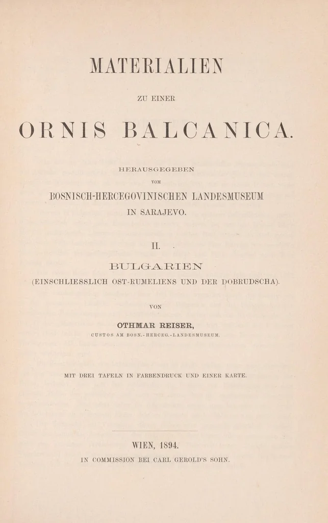 An illustration from Materialien zu einer Ornis Balcanica, 1894, leaf 5