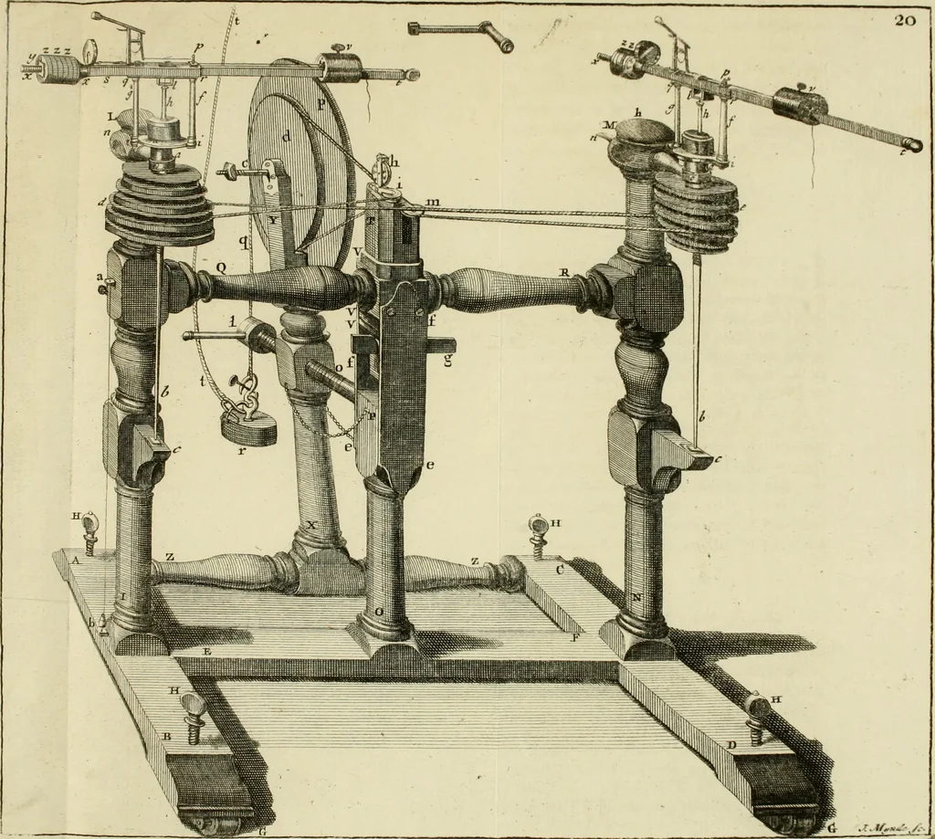 An illustration from Mathematical elements of natural philosophy, confirm'd by experiments : or, An introduction to Sir Isaac Newton's philosophy, 1747, leaf 276