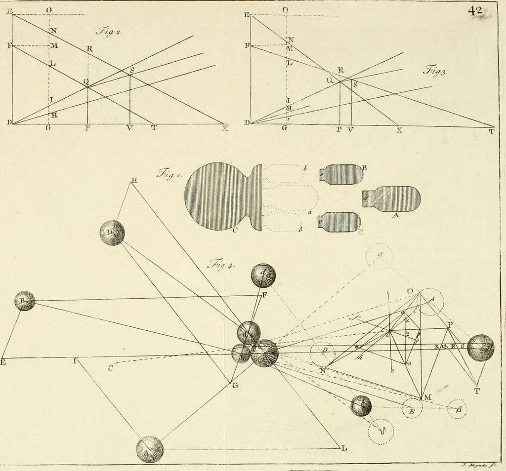 An illustration from Mathematical elements of natural philosophy, confirm'd by experiments : or, An introduction to Sir Isaac Newton's philosophy, 1747, leaf 484