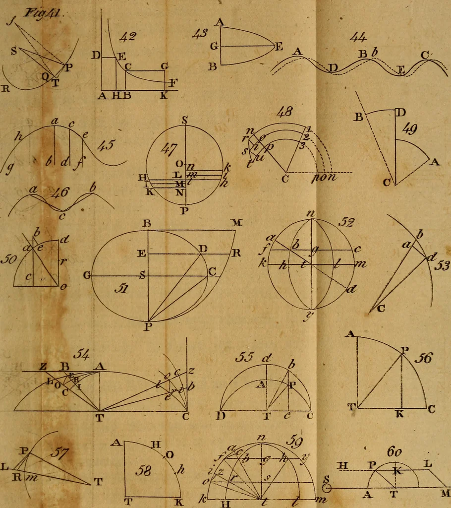An illustration from The mathematical principles of natural philosophy, 1803, leaf 186