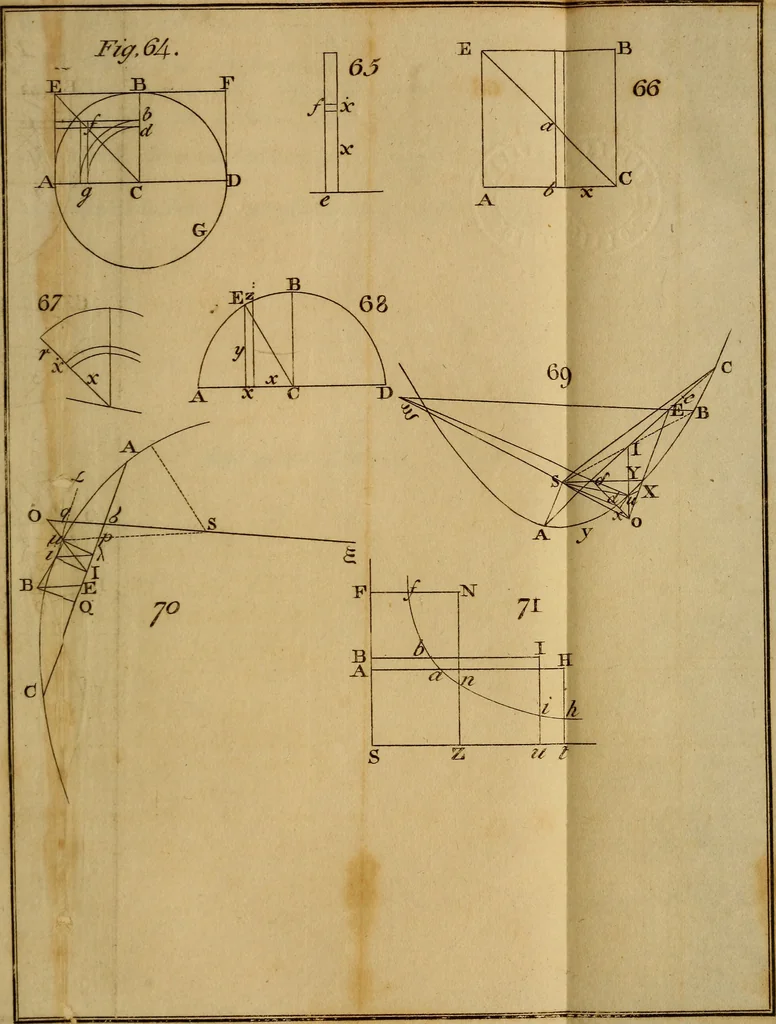 An illustration from The mathematical principles of natural philosophy, 1803, leaf 198