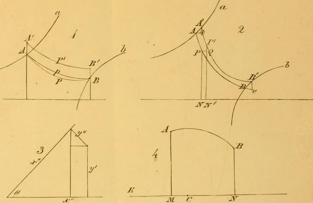 An illustration from Mathematical tracts on the lunar and planetary theories, the figure of the earth, precession and nutation, the calculus of variations, and the undulatory theory of optics. Designed for the use of students in the university, 1831, leaf 430