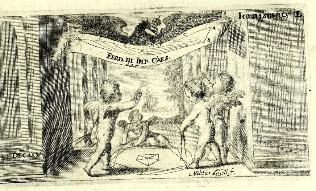 An illustration from Mathesis Caesarea, sive, Amussis Ferdinandea : in lucem publicam & usum eruditae posteritatis, gratulantibus litteratorum geniis evecta, atque ad problemata universae matheseos, praesertim vero architecturae militaris explicata jussu & auctoritate Augustissimi Imperatoris Ferdinandi III, 1662, leaf 207