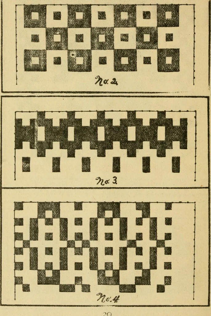 An illustration from Mat weaving and slat weaving in primary schools; a practical manual especially for primary-kindergarten teachers .., 1904, leaf 19