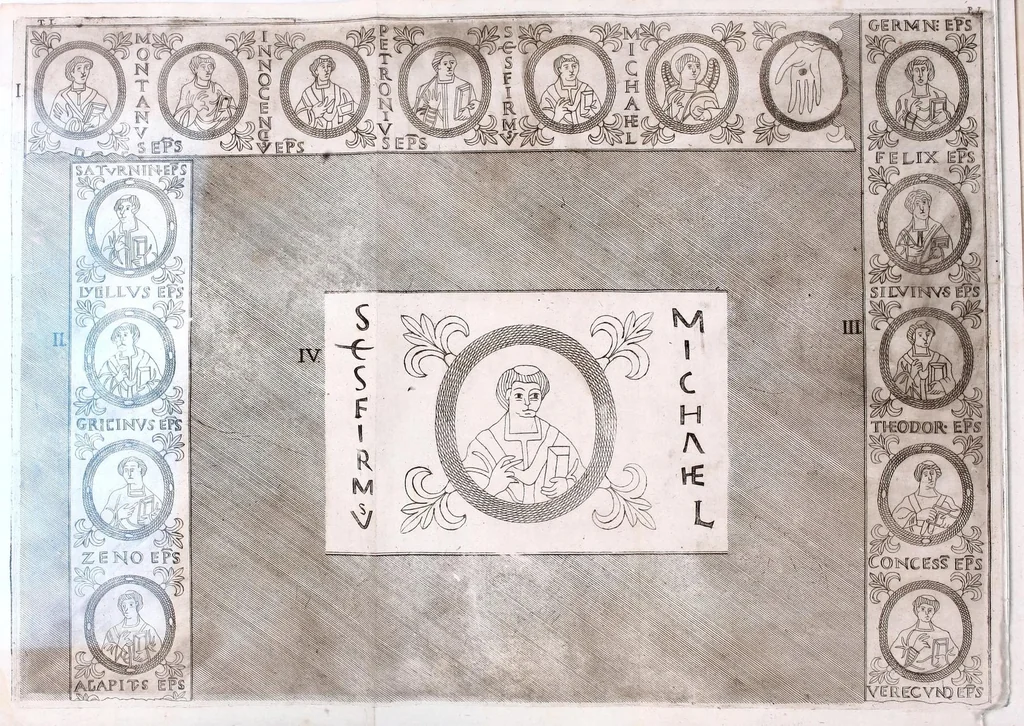 An illustration from Mauri SartI monachi et cancellarI Camaldulensis, De veteri casula diptycha dissertatio, 1753, leaf 16