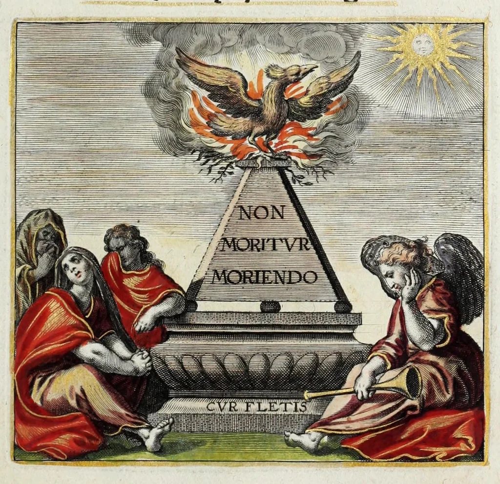 An illustration from Mausolee erigé a la memoire immortelle de tres-haulte, tres-puissante, et tres-auguste princesse Isabelle, Claire, Eugenie, d'Austriche, infante d'Espagne : du commandement de la reyne mere du roy tres-chrestien, 1634, leaf 7