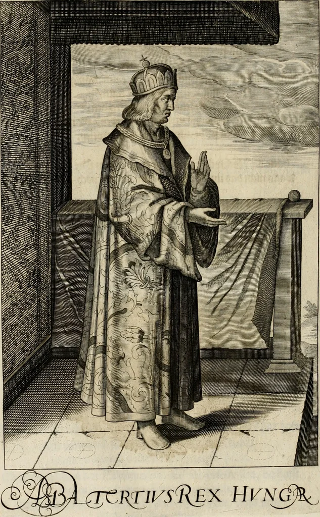 An illustration from Mausoleum potentissimorum ac gloriosissimorum Regni Apostolici regum & primorum militantis Ungariae ducum : vindicatis è mortuali pulvere reliquiis ad gratam apud posteros memoriam, à pIo et IVsto patrIae DoLore ereCtVM : cum versione operis Germanicâ, 1664, leaf 129