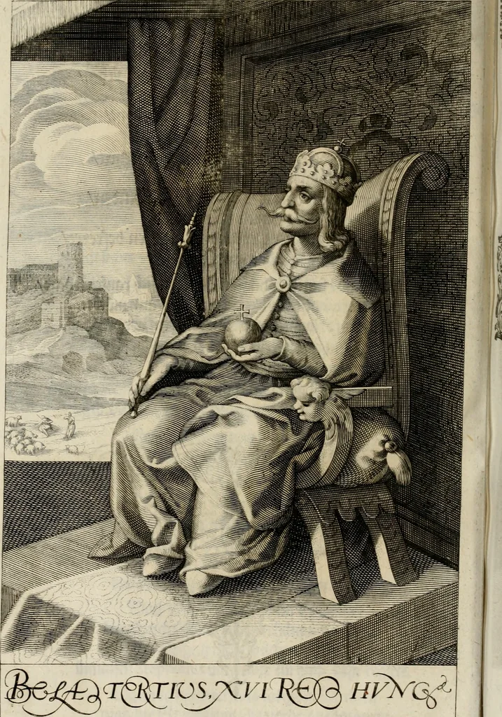 An illustration from Mausoleum potentissimorum ac gloriosissimorum Regni Apostolici regum & primorum militantis Ungariae ducum : vindicatis è mortuali pulvere reliquiis ad gratam apud posteros memoriam, à pIo et IVsto patrIae DoLore ereCtVM : cum versione operis Germanicâ, 1664, leaf 209