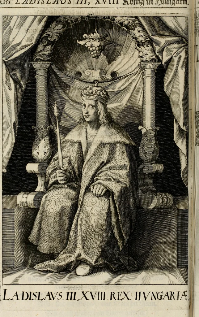An illustration from Mausoleum potentissimorum ac gloriosissimorum Regni Apostolici regum & primorum militantis Ungariae ducum : vindicatis è mortuali pulvere reliquiis ad gratam apud posteros memoriam, à pIo et IVsto patrIae DoLore ereCtVM : cum versione operis Germanicâ, 1664, leaf 219