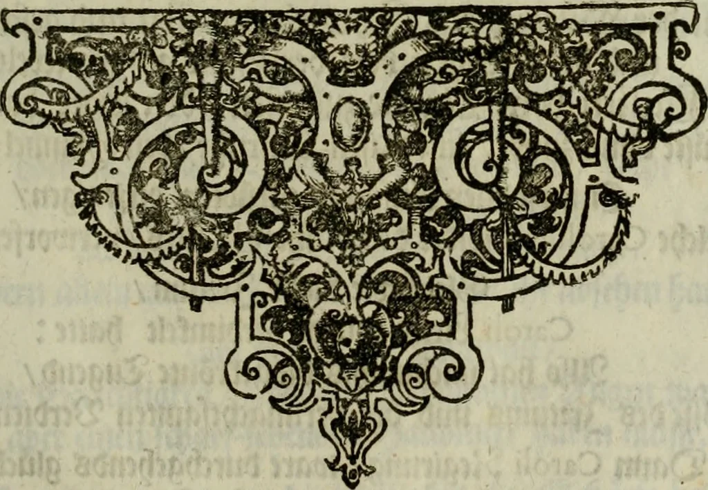 An illustration from Mausoleum potentissimorum ac gloriosissimorum Regni Apostolici regum & primorum militantis Ungariae ducum : vindicatis è mortuali pulvere reliquiis ad gratam apud posteros memoriam, à pIo et IVsto patrIae DoLore ereCtVM : cum versione operis Germanicâ, 1664, leaf 264
