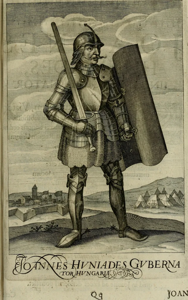 An illustration from Mausoleum potentissimorum ac gloriosissimorum Regni Apostolici regum & primorum militantis Ungariae ducum : vindicatis è mortuali pulvere reliquiis ad gratam apud posteros memoriam, à pIo et IVsto patrIae DoLore ereCtVM : cum versione operis Germanicâ, 1664, leaf 318
