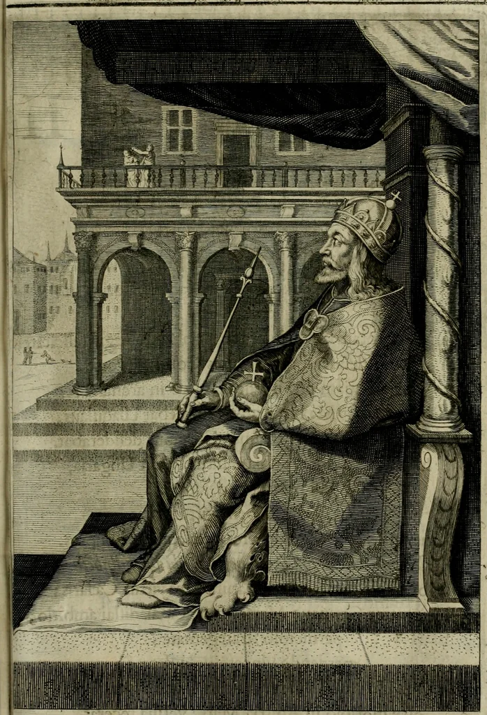 An illustration from Mausoleum potentissimorum ac gloriosissimorum Regni Apostolici regum & primorum militantis Ungariae ducum : vindicatis è mortuali pulvere reliquiis ad gratam apud posteros memoriam, à pIo et IVsto patrIae DoLore ereCtVM : cum versione operis Germanicâ, 1664, leaf 342