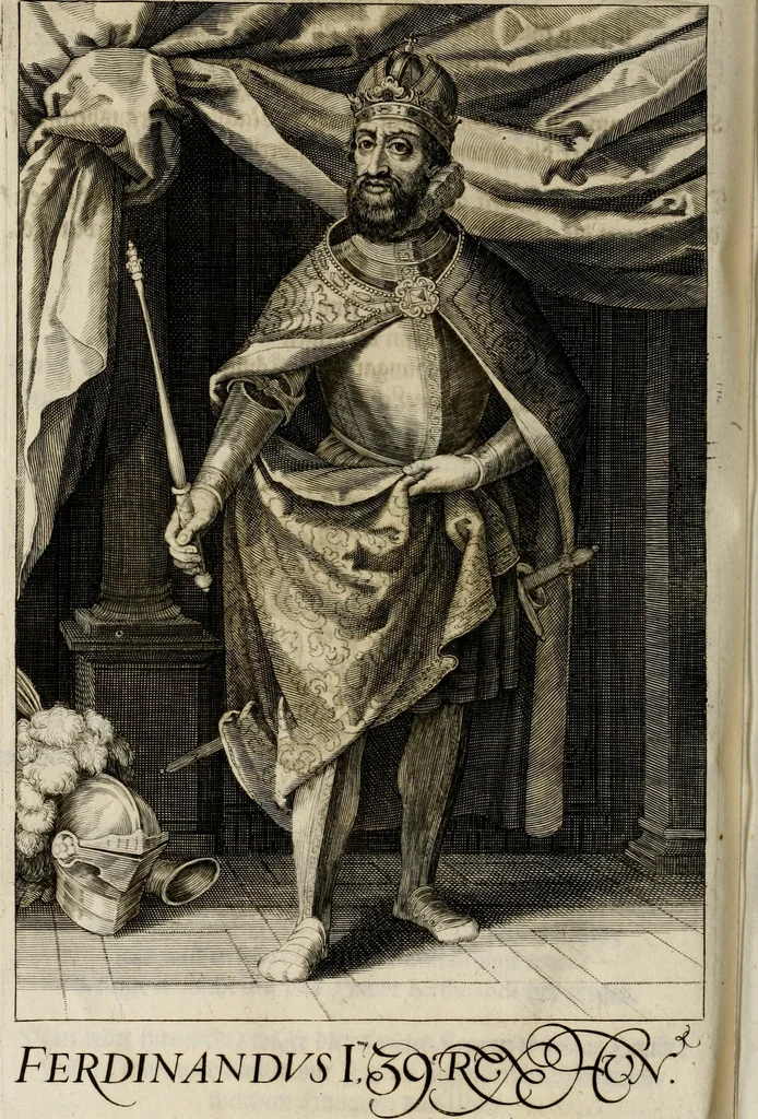 An illustration from Mausoleum potentissimorum ac gloriosissimorum Regni Apostolici regum & primorum militantis Ungariae ducum : vindicatis è mortuali pulvere reliquiis ad gratam apud posteros memoriam, à pIo et IVsto patrIae DoLore ereCtVM : cum versione operis Germanicâ, 1664, leaf 361