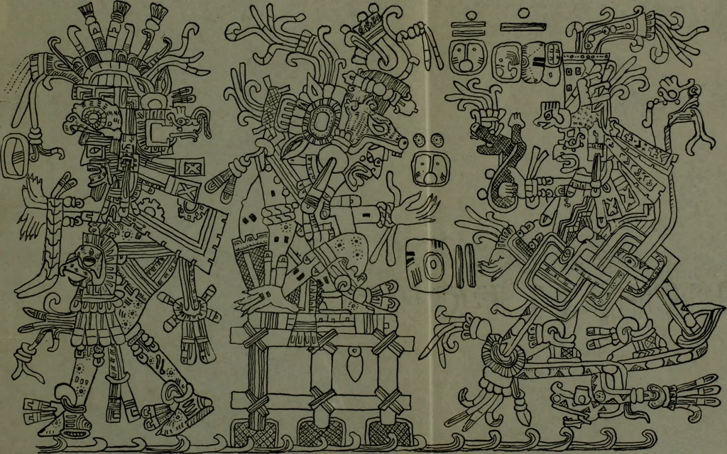 An illustration from Maya religion and mythology, 1881, leaf 182