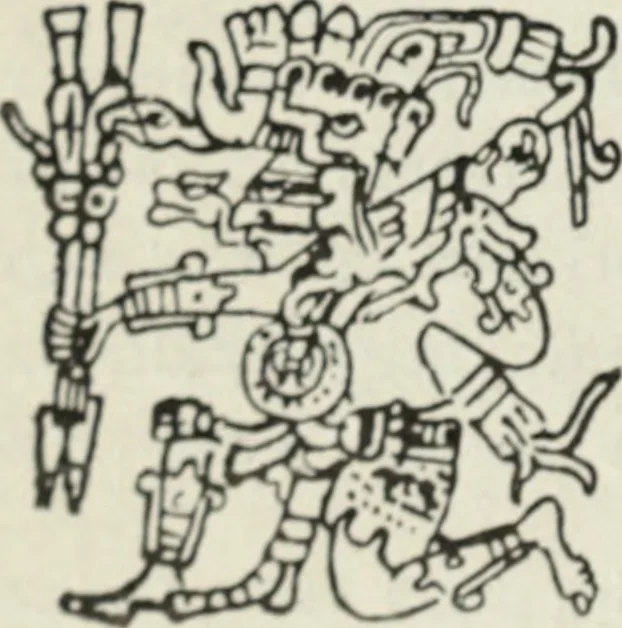 An illustration from Maya religion and mythology, 1881, leaf 89